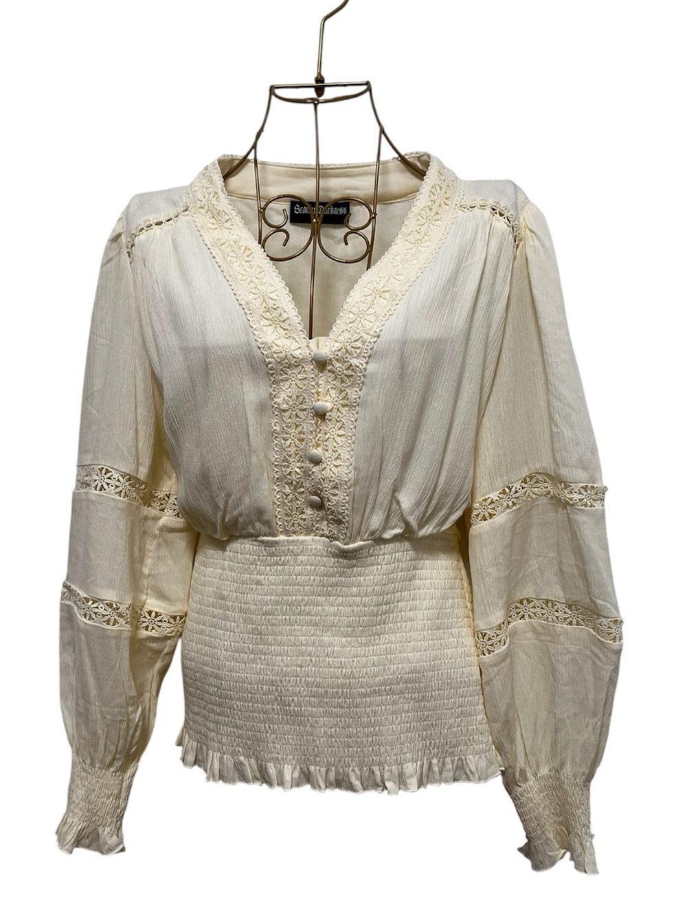 Scarlet Darkness NWOT Ivory Smocked Waist Renaissance Peasant Top Size M